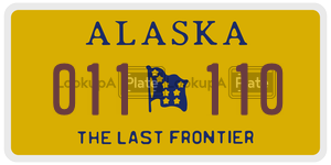011110 license plate in Alaska