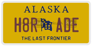 H8RADE license plate in Alaska
