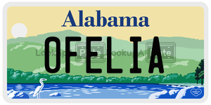 0FELIA  license plate in AL