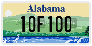 10F100  license plate in AL