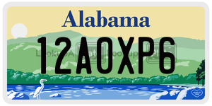 12A0XP6  license plate in AL