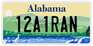 12A1RAN  license plate in AL