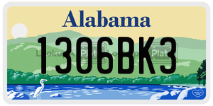 1306BK3  license plate in AL