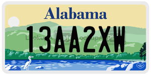 13AA2XW  license plate in AL