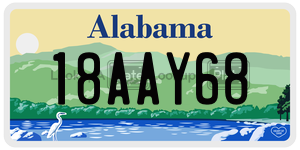 18AAY68  license plate in AL