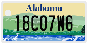 18C07W6  license plate in AL