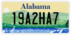 19A2HA7  license plate in AL