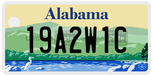 19A2W1C  license plate in AL
