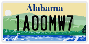 1A00MW7  license plate in AL