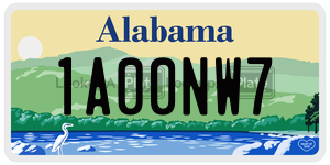 1A00NW7  license plate in AL