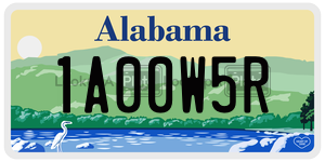 1A00W5R  license plate in AL