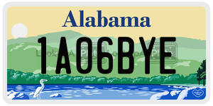 1A06BYE  license plate in AL
