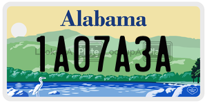 1A07A3A license plate in Alabama