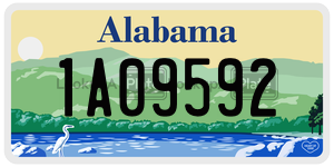 1A09592  license plate in AL