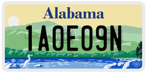 1A0E09N  license plate in AL