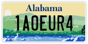 1A0EUR4  license plate in AL
