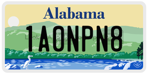 1A0NPN8  license plate in AL
