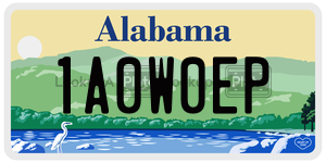 1A0W0EP license plate in Alabama
