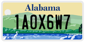 1A0X6W7  license plate in AL