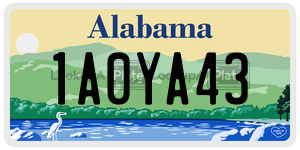 1A0YA43  license plate in AL