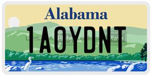 1A0YDNT  license plate in AL