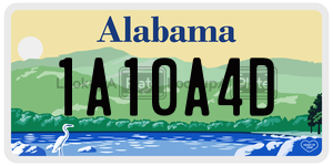 1A10A4D  license plate in AL