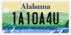 1A10A4U  license plate in AL