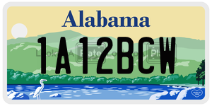 1A12BCW  license plate in AL
