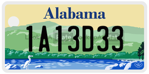 1A13D33  license plate in AL