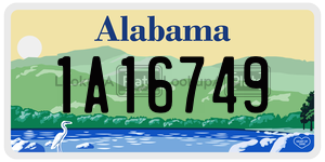 1A16749  license plate in AL
