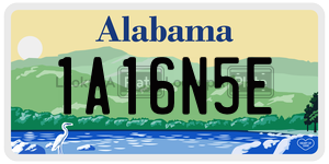 1A16N5E  license plate in AL