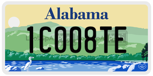 1C008TE  license plate in AL