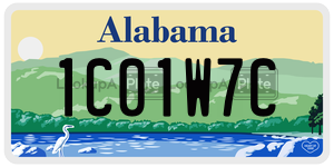 1C01W7C  license plate in AL