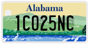 1C025NC  license plate in AL