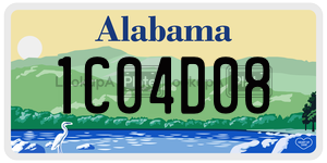 1C04D08  license plate in AL