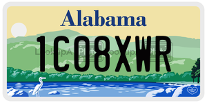 1C08XWR  license plate in AL