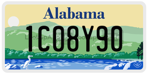 1C08Y90  license plate in AL