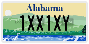 1XX1XY  license plate in AL
