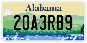 20A3RB9  license plate in AL