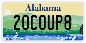 20C0UP8  license plate in AL