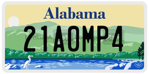 21A0MP4  license plate in AL