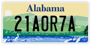 21A0R7A  license plate in AL