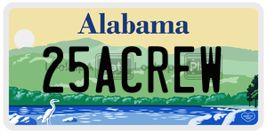 25ACREW  license plate in AL