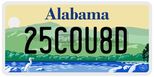 25C0U8D  license plate in AL