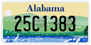 25C1383  license plate in AL