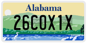 26C0X1X  license plate in AL