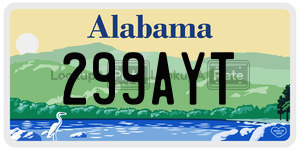 299AYT  license plate in AL