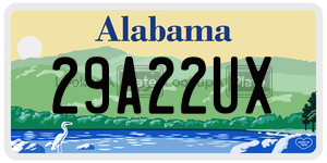29A22UX  license plate in AL