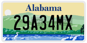 29A34MX  license plate in AL