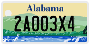 2A003X4  license plate in AL